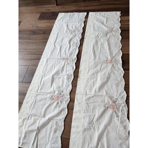 Handmade Valance Cross Stitch Curtains Set of 2‎ - 58.5" x 14.5" - Picture 5 of 7